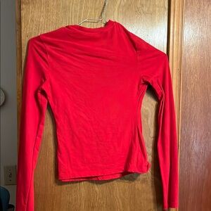Long Sleeve Crewneck Top in Bright Red